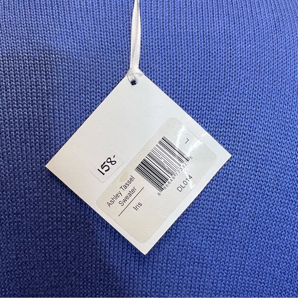 Duffield Lane Ashley Tassel Sweater Cardigan Iris Large New - Picture 5 of 6